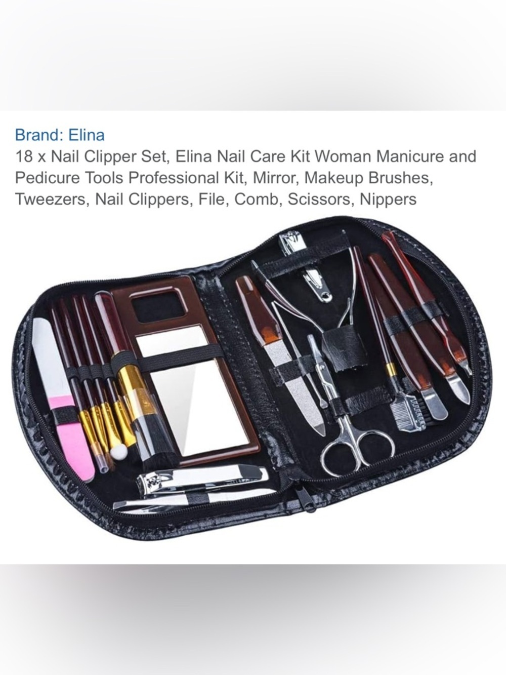 Elina 18 Pieces Professional Manicure /Pedicure Kit & Make Up Set